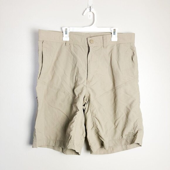 The North Face Flat Front Athletic Hiking Shorts 34 Khaki Tan Mens - Picture 1 of 14